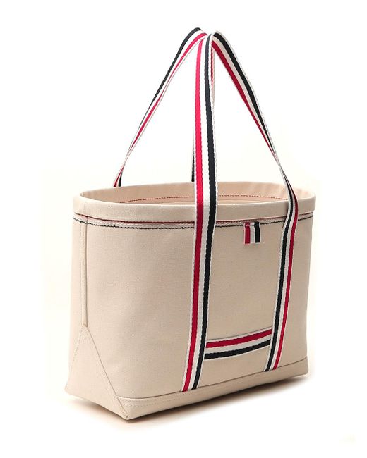 Thom Browne Pink Striped Detail Tote Bag for men
