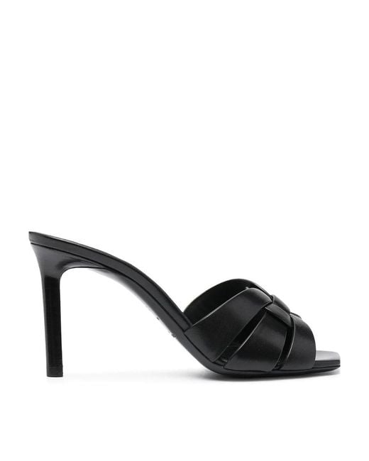Saint Laurent Black Tribute Heeled Mules