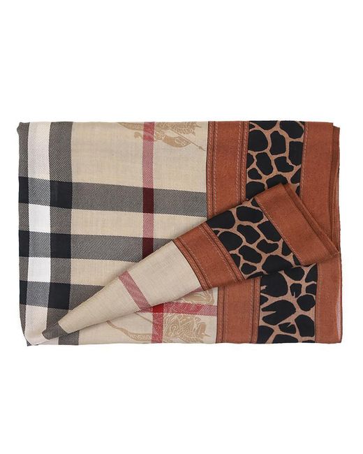 Burberry Brown Checkered Detail Scarf