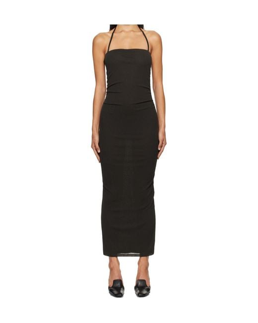 Nanushka Black Ruched Halterneck Midi Dress