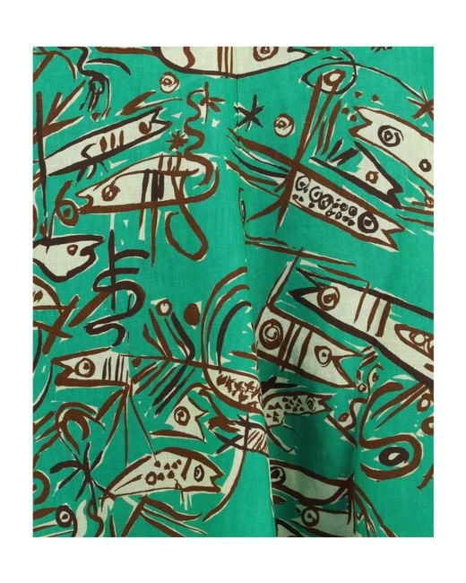 ALÉMAIS Green Fish Sticks Mini Dress