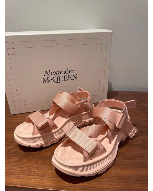 McQueen Pink Tread Strapped Sandals