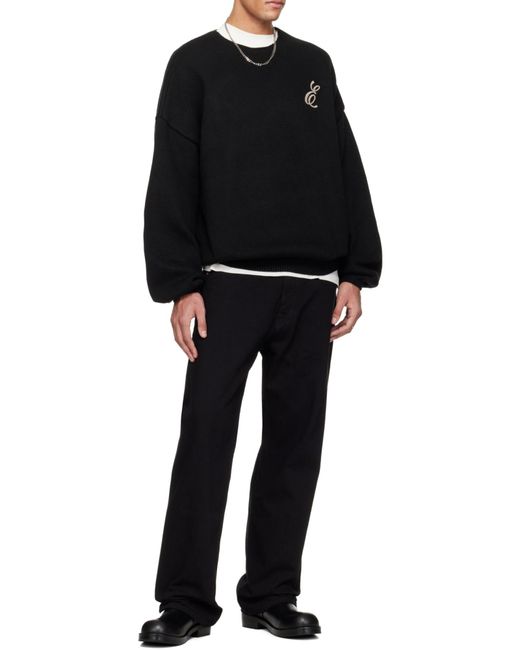 Fear Of God Black Embroidered Merino Crewneck Sweater for men