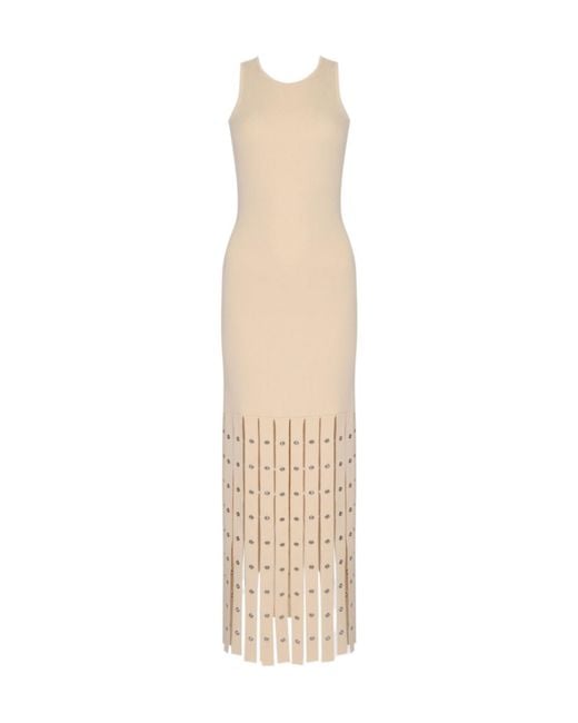 Patrizia Pepe White Studded Fringe Dress