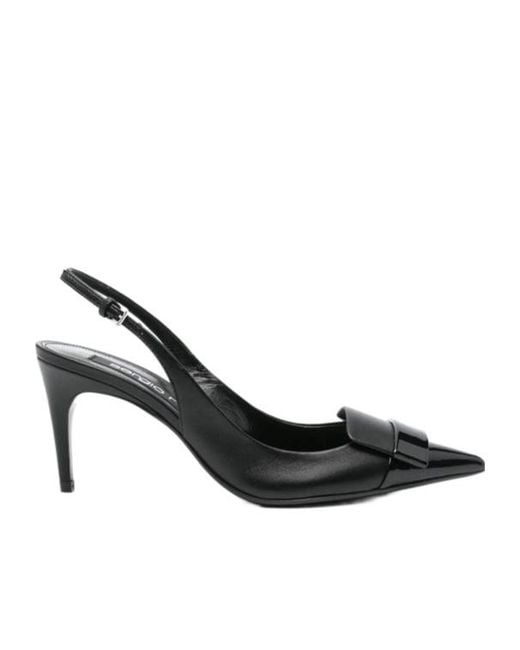 Sergio Rossi Black Pointed High-Heeled Sandals