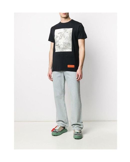 Heron Preston Black Crew Neck Heron Print T-Shirt for men