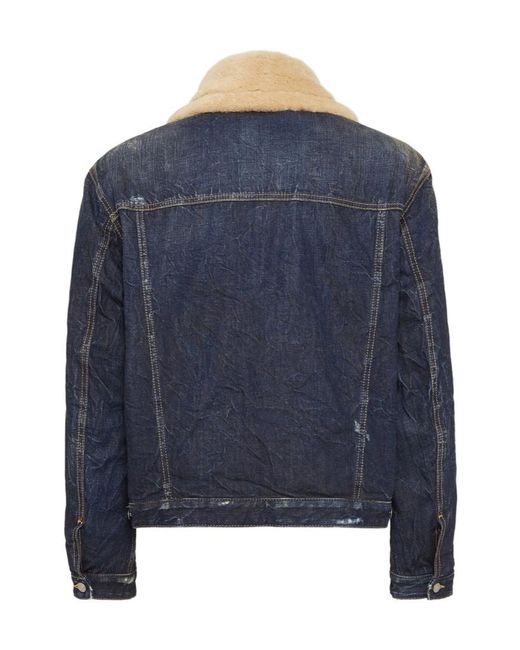 DSquared² Blue Distressed Denim Jacket for men