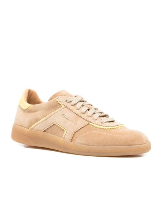 Santoni Natural Logo Embossed Sneakers
