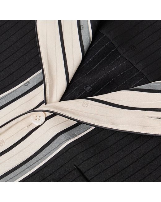Dolce & Gabbana Black Vertical Striped Short Sleeve Shirt for men
