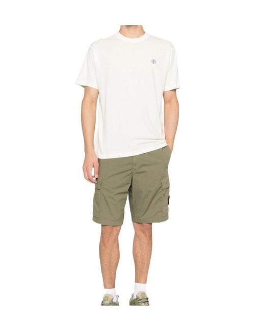Stone Island White Logo Patch Crew-Neck T-Shirt for men