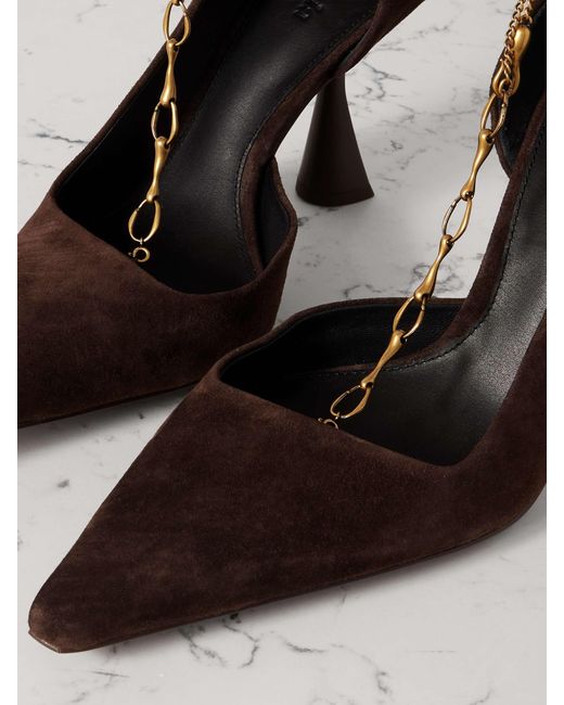 Cult Gaia Brown Dionne Embellished Suede Pumps