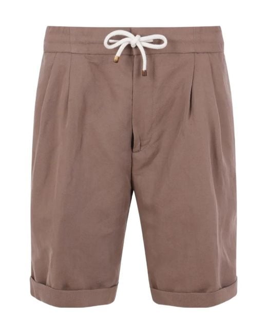 Brunello Cucinelli Brown Drawstring Shorts for men