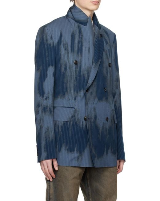 Amiri Blue Faded Doubled-Breasted Blazer for men