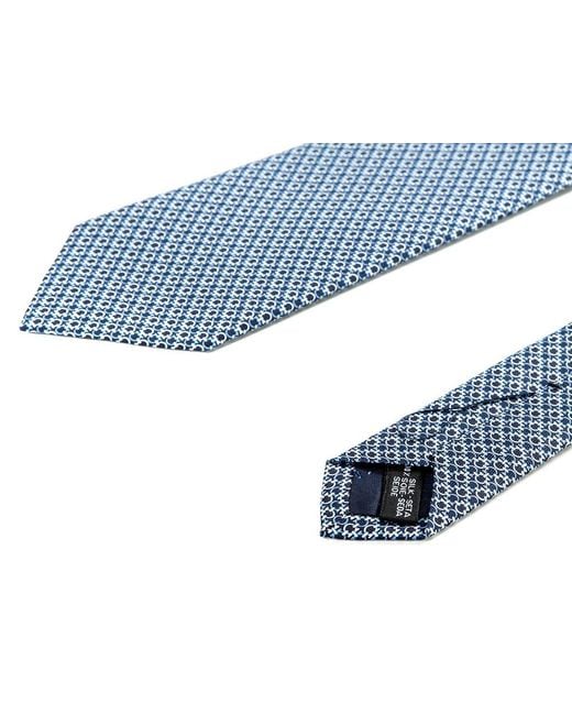 Ferragamo Blue Printed Silk Tie for men