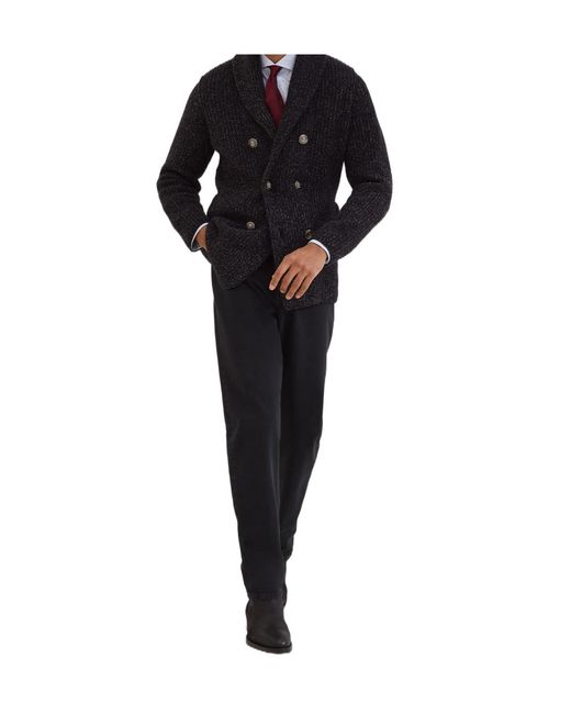 Brunello Cucinelli Black Logo Patch Straight-Leg Jeans for men