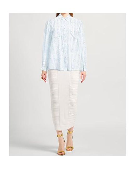 Burberry White Printed Silk Button-Down Shirt