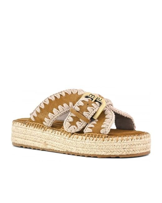 Mou Metallic Crossover Strapped Sandals