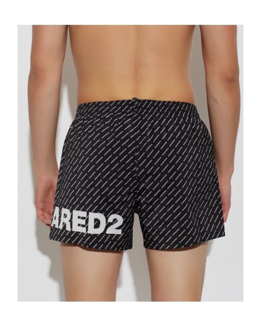 DSquared² Black Wide-Leg Swim Shorts for men