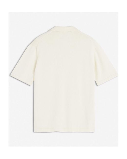 Maison Kitsuné White Maison Kitsuné Bold Fox Head Knit Polo Shirt for men