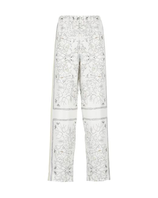 Fabiana Filippi White Graphic Printed Straight-Leg Trousers