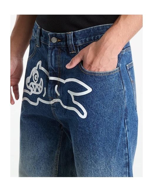ICECREAM Blue Ombre Graphic Straight-Leg Jeans for men