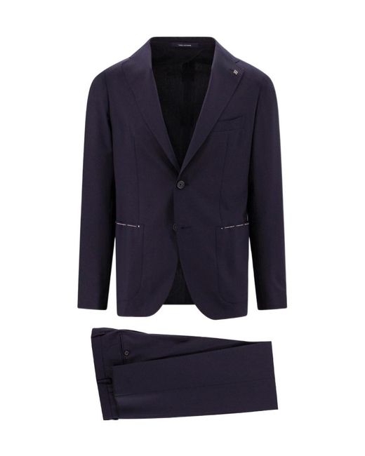 Tagliatore Blue Single-Breasted Virgin-Wool Suit