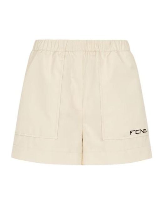 Fendi Natural Logo Printed Elasticated Waist Shorts