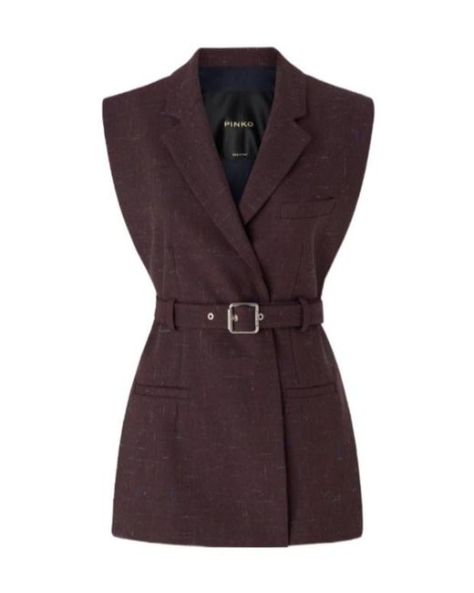 Pinko Purple Belted Sleeveless Jacket