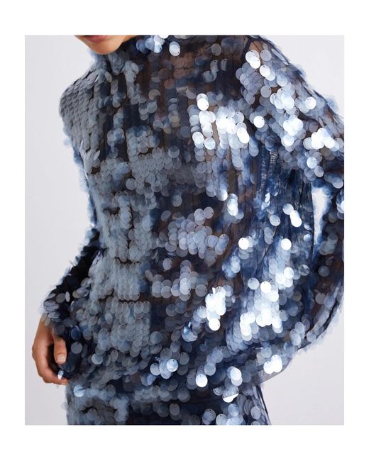 Marella Blue Sequin Blouse