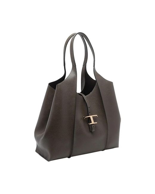Tod's Black T Timeless Medium Shopping Tote Bag