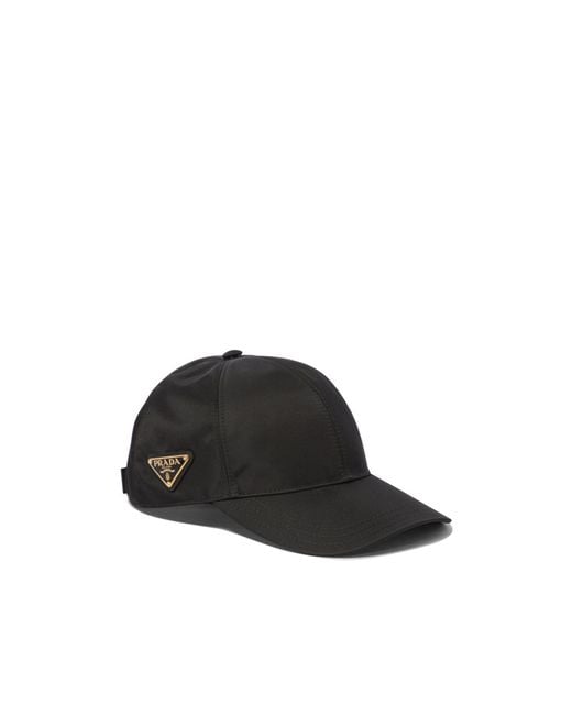 Prada Black Re-Nylon Logo Plaque Baseball Hat