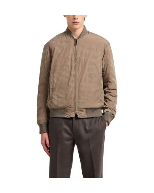Emporio Armani Natural Quilted Check Bomber Jacket for men