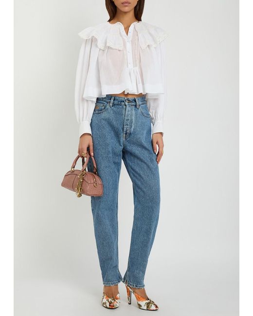 Chloé White Ruffled Cotton Blouse
