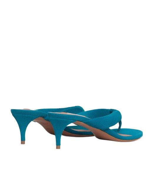 Alaïa Blue Heel Thong Mules