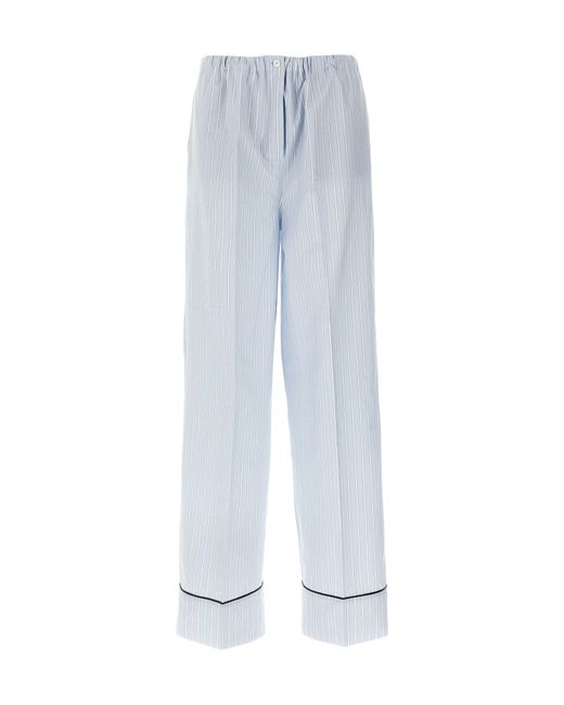 Prada Blue Striped Straight Leg Pants