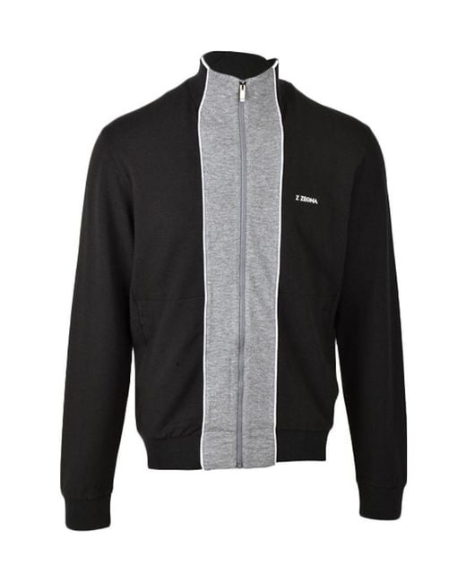 Zegna Black Sports Zipper Casual Jacket for men
