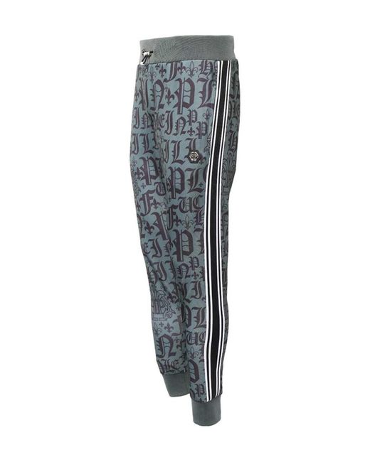 Philipp Plein Blue Gothic Plein-Print Track Pants for men