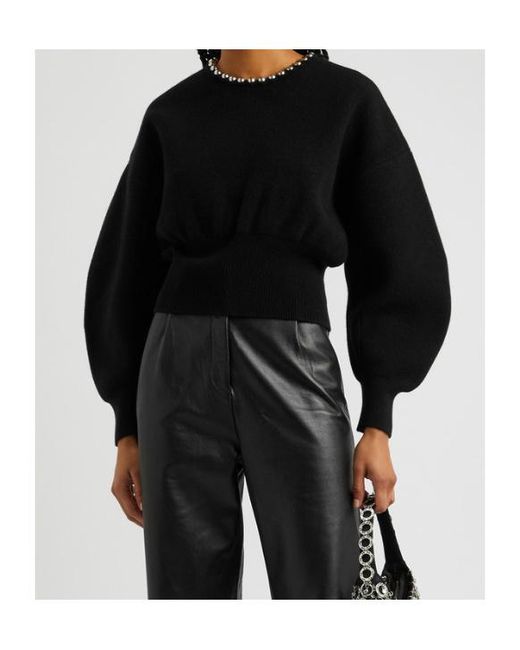 Alexander Wang Black Bead-Embellished Wool-Blend Jumper