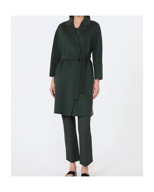 Max Mara Green Short Double-Faced Wool Coat