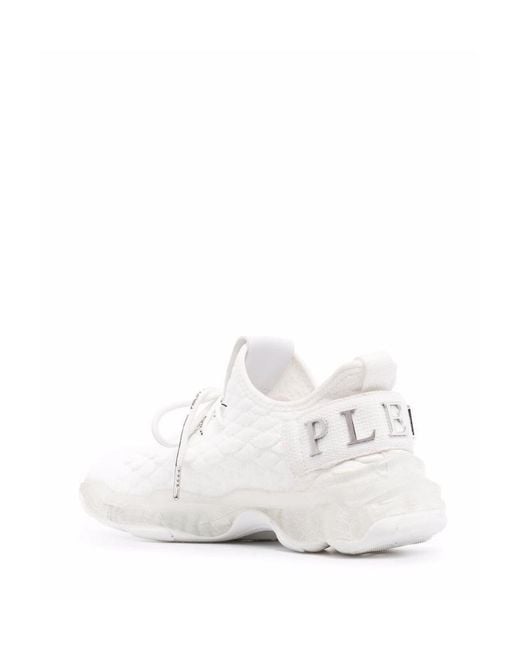 Philipp Plein White Runner Hexagon Logo Sneakers for men