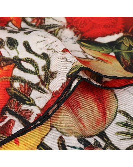 McQueen Red Floral Skull Scarf