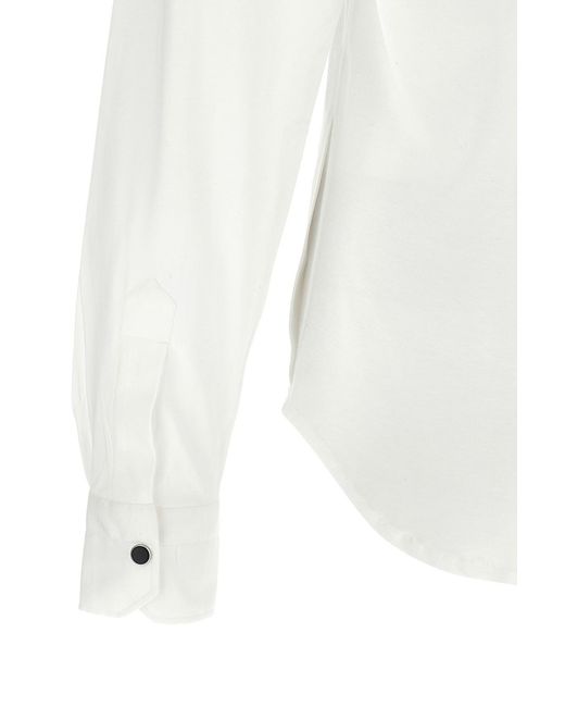 Kiton White Buba Snap-Front Shirt for men