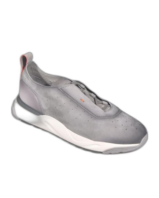 Santoni Gray Perforated Slip-On Sneakers for men