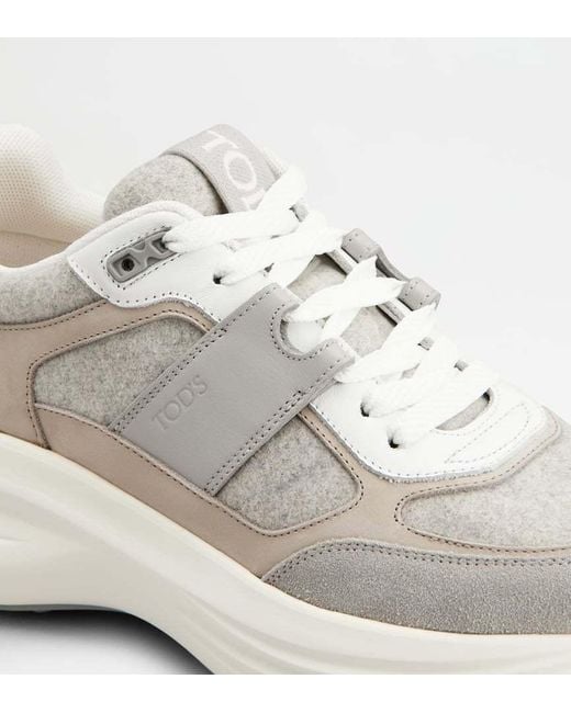 Tod's White Round-Toe Lace-Up Sneakers