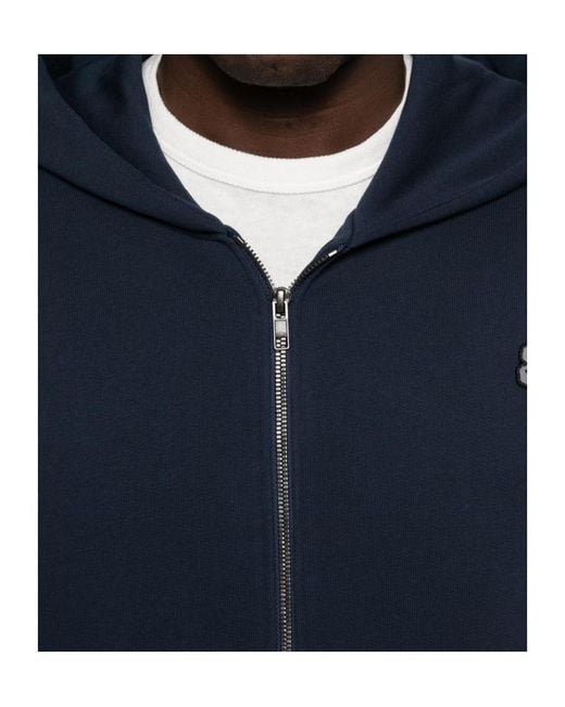 KENZO Blue Boke Flower Embroidered Zip Hoodie for men