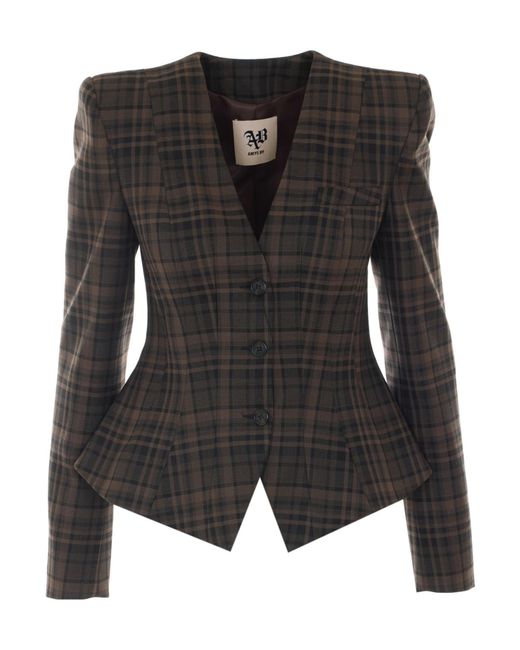 Aniye By Black Noa Check Peplum Blazer
