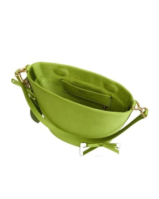 Self-Portrait Green Satin Bucket Bag