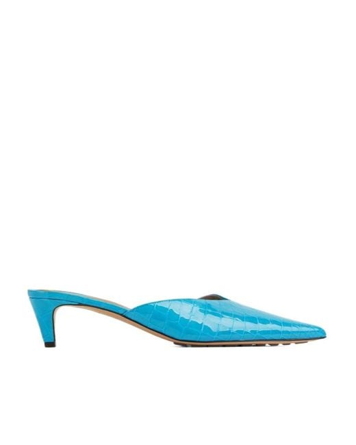 Bottega Veneta Blue Punta Mules