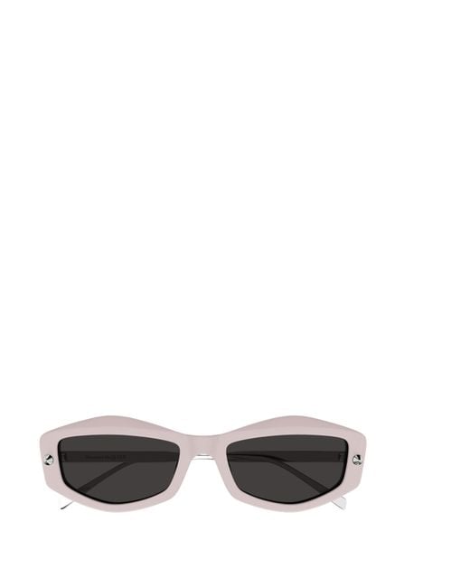 McQueen White Eyewear Rectangular Frame Sunglasses
