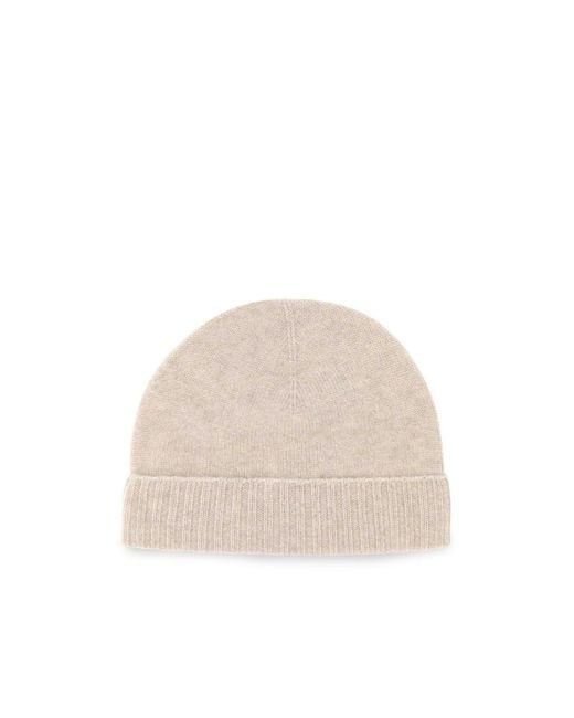 LeKasha Natural Turn-Up Brim Ribbed-Knit Beanie
